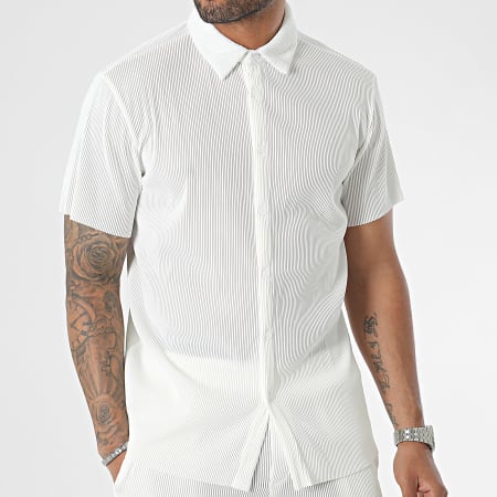 Zelys Paris - Set camicia bianca a maniche corte e pantaloncini da jogging