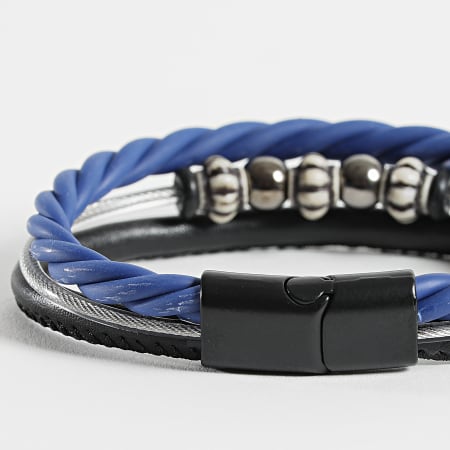 Black Needle - Bracelet Noir Bleu Argenté