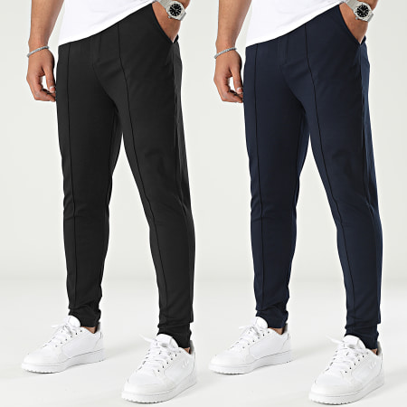 Frilivin - Set di 2 pantaloni chino neri e marini