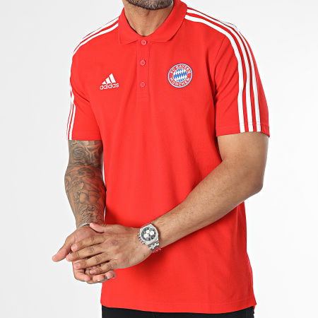 Adidas Sportswear - Polo Manches Courtes A Bandes Bayern Munich HY3281 Rouge