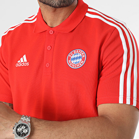 Adidas Sportswear - Polo a maniche corte con righe Bayern Monaco HY3281 Rosso