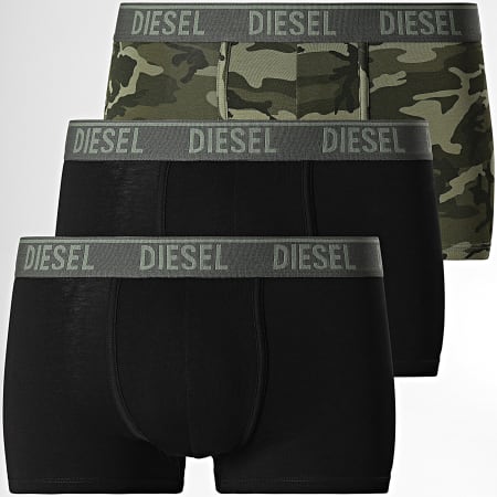 Diesel - Set di 3 boxer Damien 00ST3V-0WCAS Nero Khaki Verde Camouflage
