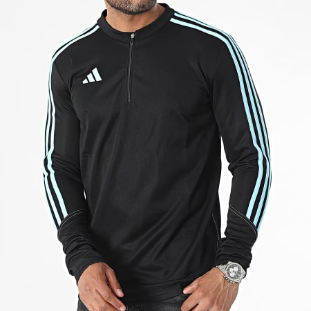 Adidas Sportswear - Tiro23 IL9550 Felpa con collo a zip a righe nere