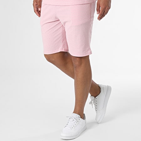 Classic Series - Conjunto de camiseta rosa claro y pantalón corto de jogging