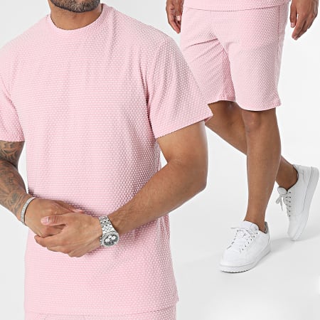 Classic Series - Conjunto de camiseta rosa claro y pantalón corto de jogging