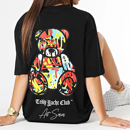 Teddy Yacht Club - Camiseta de mujer oversize grande Art Series Teddy negra