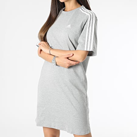 Adidas Sportswear - Maglietta donna 3 strisce a righe HR4924 Grigio erica