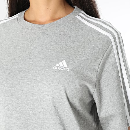 Adidas Sportswear - Maglietta donna 3 strisce a righe HR4924 Grigio erica