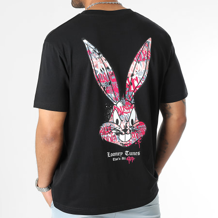 Looney Tunes - Tee Shirt Oversize Large Bugs Bunny Graff Rosa Nero