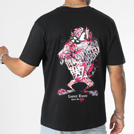 Looney Tunes - Camiseta Oversize Large Taz Graff Rosa Negro