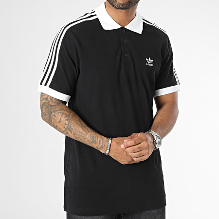 Adidas Originals - IL2501 Polo nera a maniche corte a 3 strisce