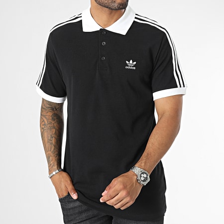 Adidas Originals - IL2501 Polo nera a maniche corte a 3 strisce