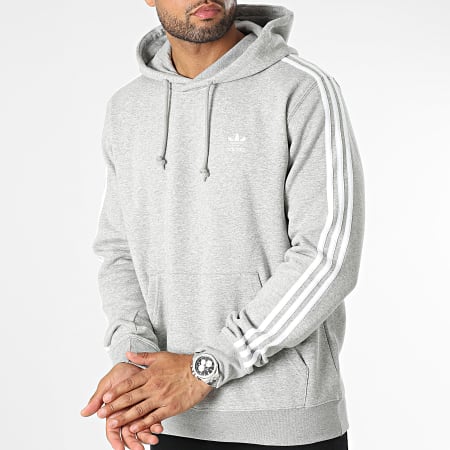 Adidas Originals - Felpa con cappuccio a 3 strisce IL2496 Grigio scuro