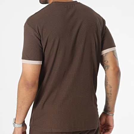 Zelys Paris - Conjunto de camiseta y pantalón corto de jogging marrón