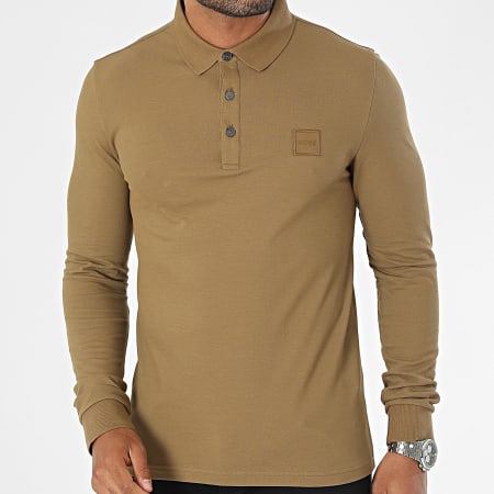 BOSS Polo Manches Longues Slim Passerby 50472681 Marron Ryses