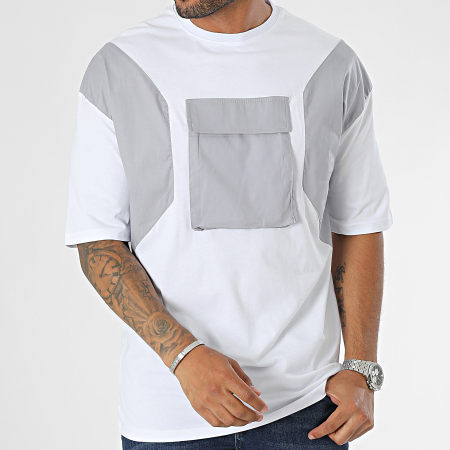 Classic Series - Camiseta de bolsillo gris blanca