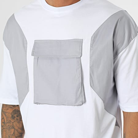 Classic Series - Tee Shirt Poche Blanc Gris