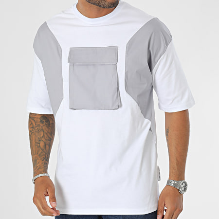 Classic Series - Camiseta de bolsillo gris blanca