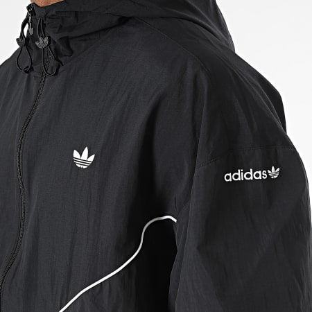 Adidas Originals - Giacca a vento con cappuccio e zip HR3322 Nero