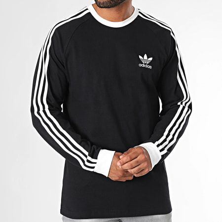 Adidas Originals - Maglietta a maniche lunghe 3 Stripes IA4877 Nero