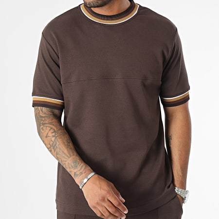 Frilivin - Conjunto de camiseta y pantalón corto de jogging marrón