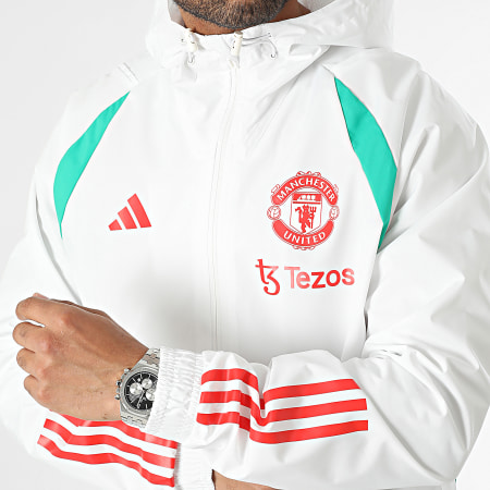 Adidas Performance - Rompevientos con capucha Manchester United IA7297 Blanco