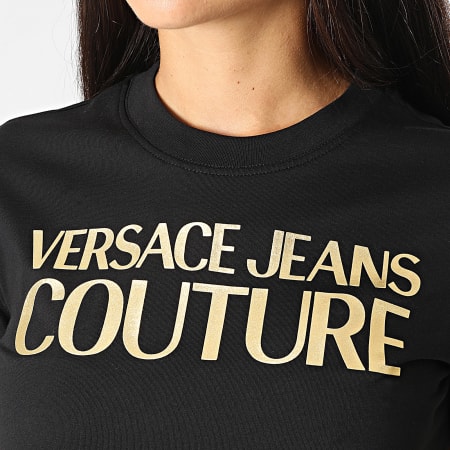 Versace Jeans Couture - Tee Shirt Femme 75HAHT01-CJ00T Noir Doré