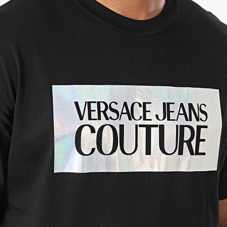 Versace Jeans Couture - Tee Shirt Logo SQ Foil 75GAHF04 Noir Réfléchissant