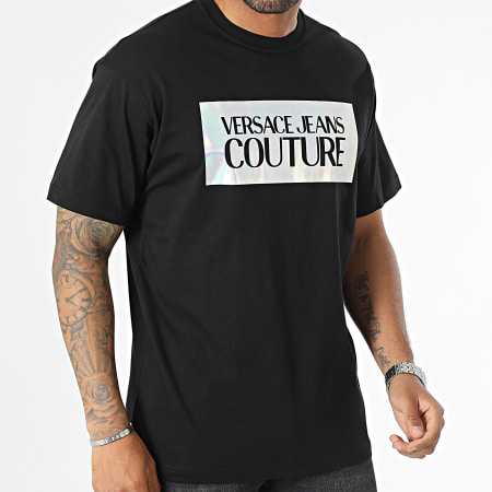 Versace Jeans Couture - Tee Shirt Logo SQ Foil 75GAHF04 Noir Réfléchissant