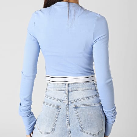 Tommy Jeans - Tee Shirt Crop Manches Longues Femme Logo Waistband 6115 Bleu Clair