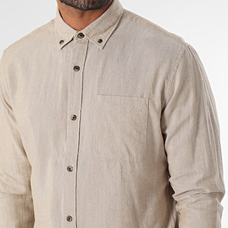 Jack And Jones - Chemise Manches Longues Classic Melange Beige Taupe