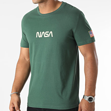 NASA - Maglietta con bandiera Born In USA Verde Beige