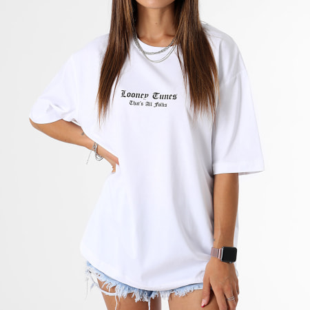 Looney Tunes - Tee Shirt Oversize Large Femme Taz Graff Pink Blanc