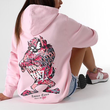 Looney Tunes - Sudadera con capucha rosa Taz Graff para mujer