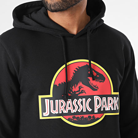 Jurassic Park - Felpa con cappuccio Original Logo Nero