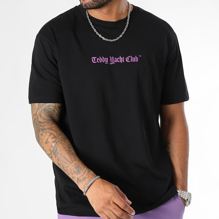 Teddy Yacht Club - Tee Shirt Oversize Large Art Series Dripping Mono Noir Violet