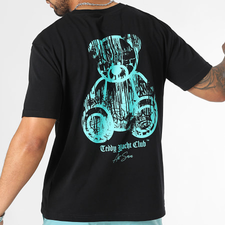 Teddy Yacht Club - Camiseta Oversize Large Art Series Dripping Mono Negro Turquesa
