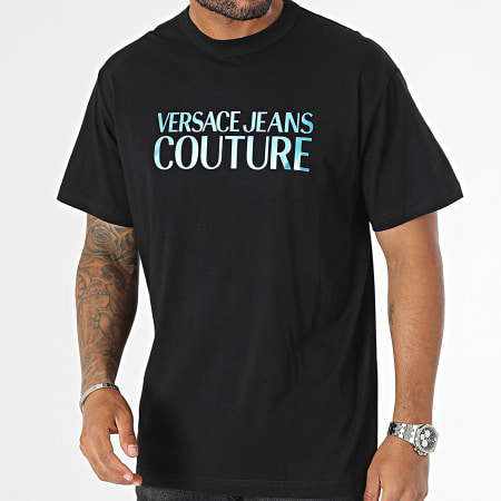 Versace Jeans Couture - Maglietta con logo nero iridescente