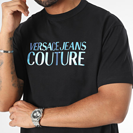 Versace Jeans Couture - Maglietta con logo nero iridescente
