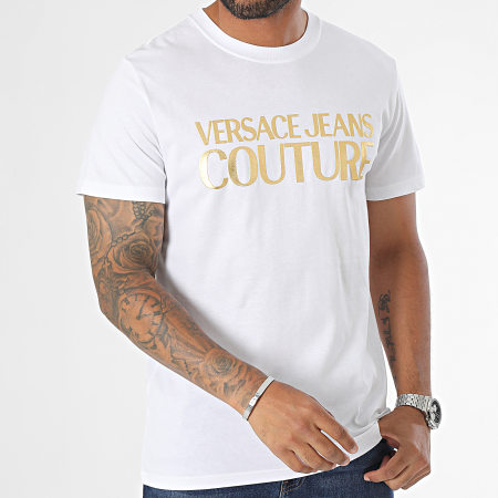 Versace Jeans Couture - Maglietta con logo in lamina d'oro bianco