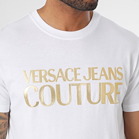 Versace Jeans Couture - Maglietta con logo in lamina d'oro bianco