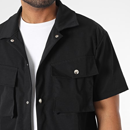 Zelys Paris - Set camicia nera a maniche corte e pantaloncini da jogging
