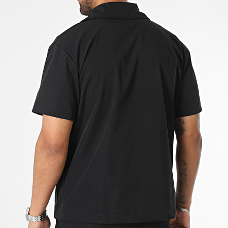 Zelys Paris - Set camicia nera a maniche corte e pantaloncini da jogging
