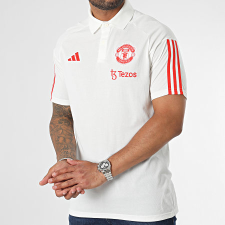 Adidas Sportswear - Polo Manches Courtes A bandes Manchester United IM0521 Blanc