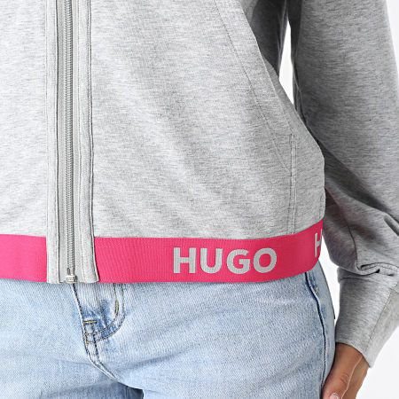 HUGO - Sudadera con capucha Sporty Logo Zip 50490599 Heather Grey para mujer