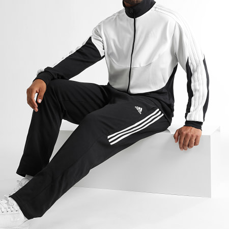 Adidas Sportswear - Tuta da ginnastica con strisce IJ6074 Nero Bianco Grigio