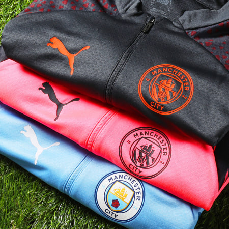 Puma Felpa Manchester City 772858 Rosa Fluo Nero con collo a zip Ryses