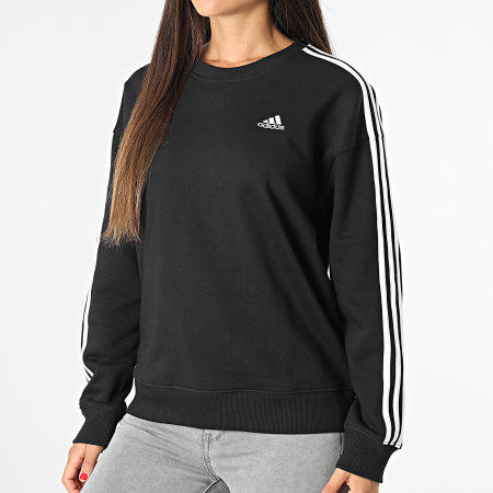 Adidas Sportswear - Felpa a girocollo da donna 3S IC8766 Nero a righe