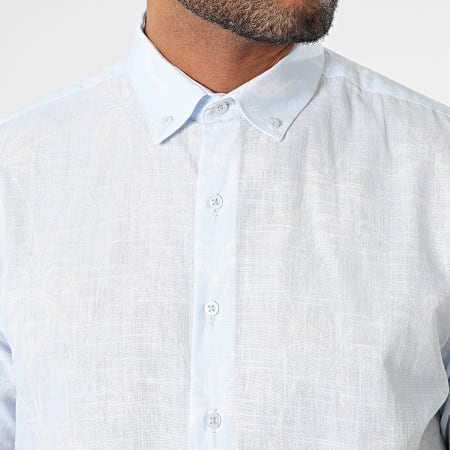 Armita - Camicia a maniche corte bianca e blu con fiori