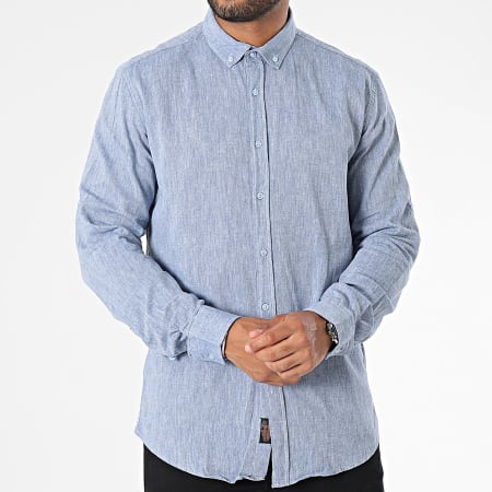 Armita - Camicia a maniche lunghe blu screziata